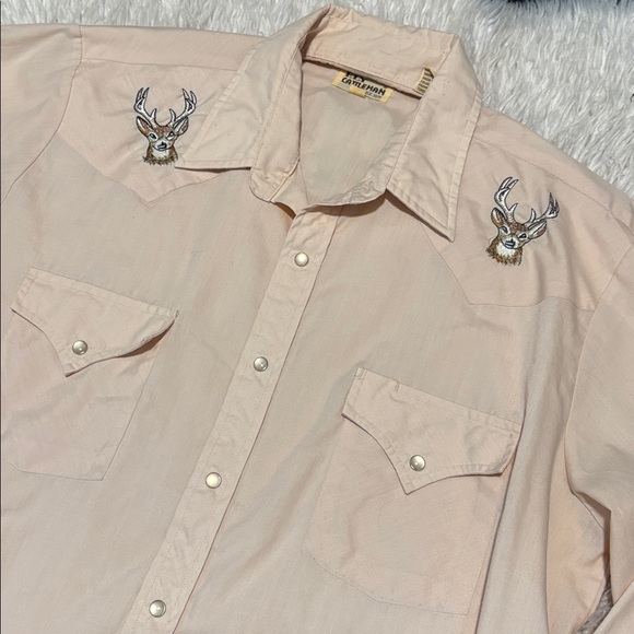 Ely Cattleman Peach Embroidered Deer Western Button-Down Shirt - Picture 2 of 8